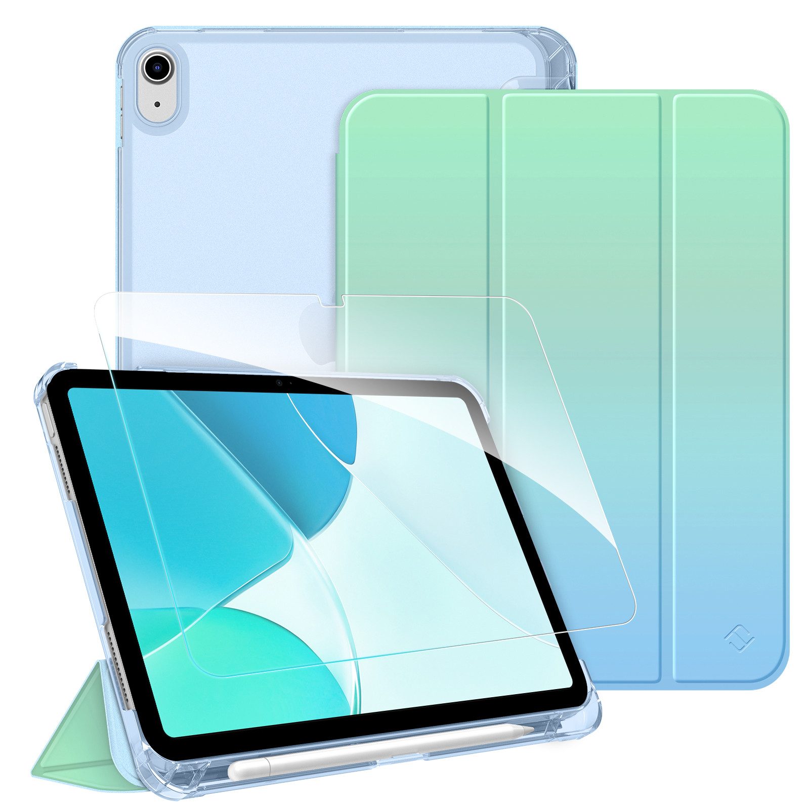 Fintie Tablet-Hülle für iPad 11 Generation 11'' 2025 (A16), iPad 10 Generation 10.9'' 2022, mit Schutzfolie-ultradünne transparente Rückseite Case mit Stifthalter