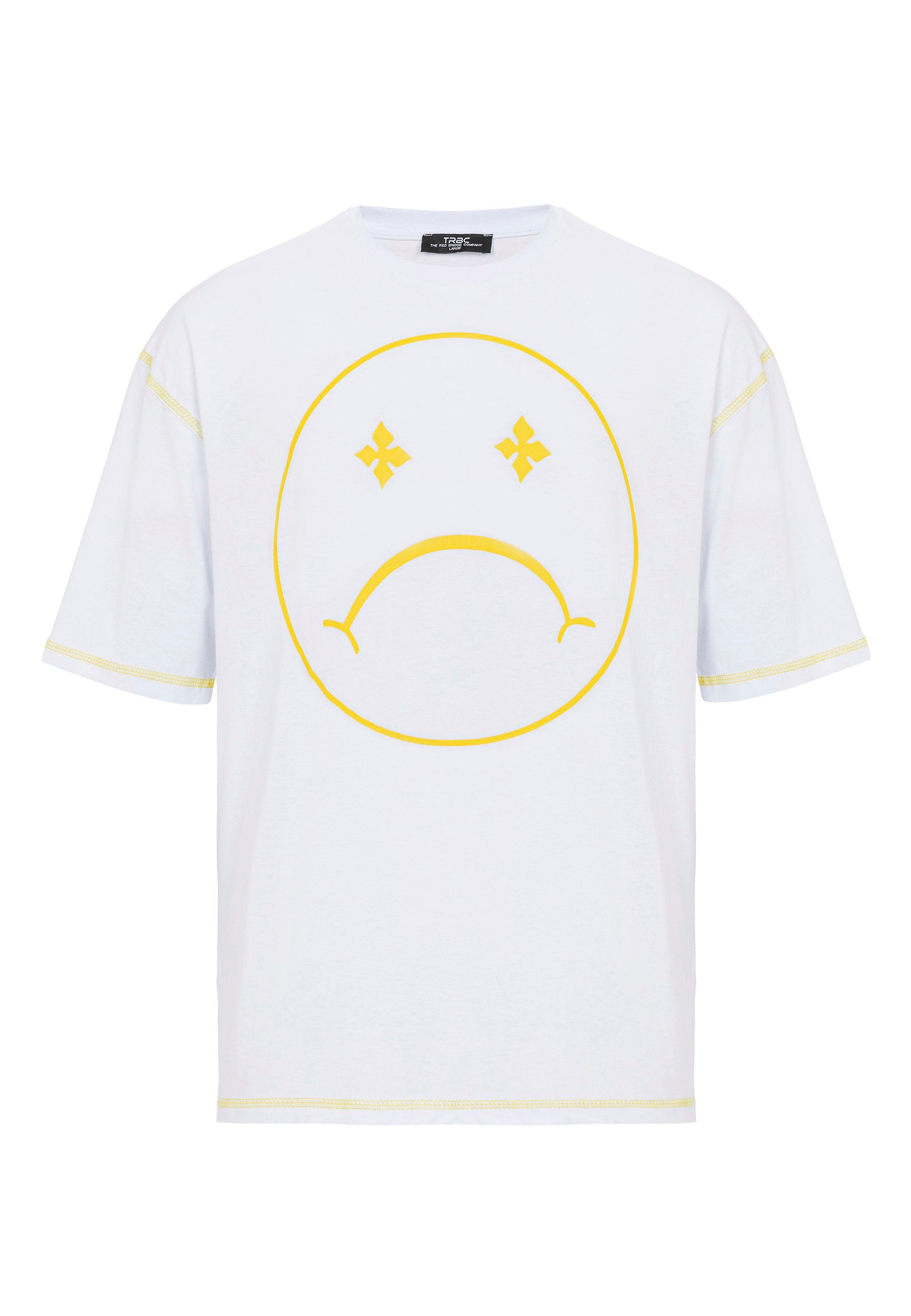 RedBridge T-Shirt Aberdeen mit weiß modischem Sad Smiley-Frontprint
