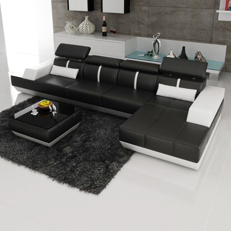 JVmoebel Ecksofa, Ledersofa L-Form Couch Wohnlandschaft Ecksofa Design Modern Sofa