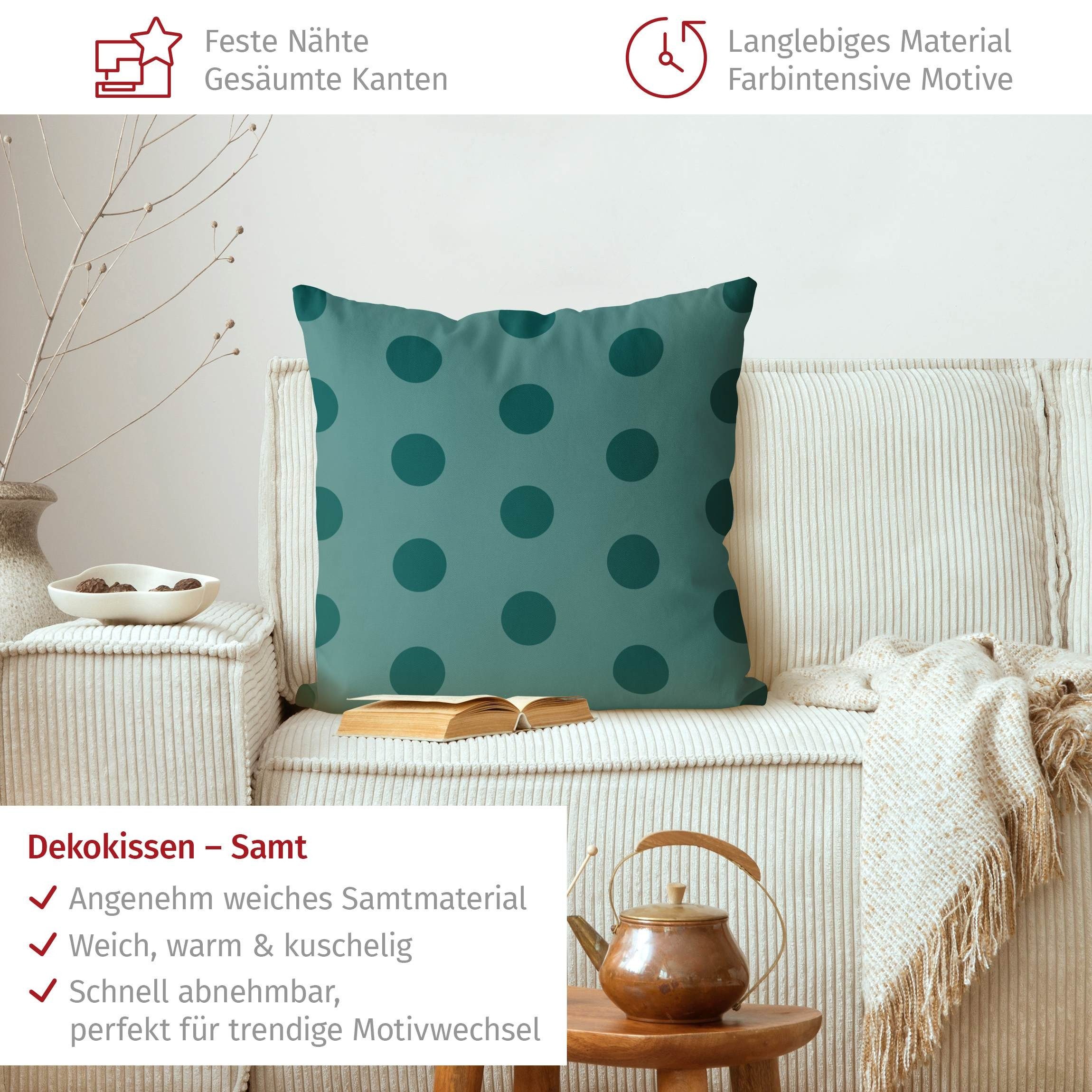 Bilderdepot24 Dekokissen drinnen Kissenhülle/ Sofakissen/ Zierkissen grün Muster, Bezug mit / ohne Füllung Zierkissen Outdoor Sofa Bett
