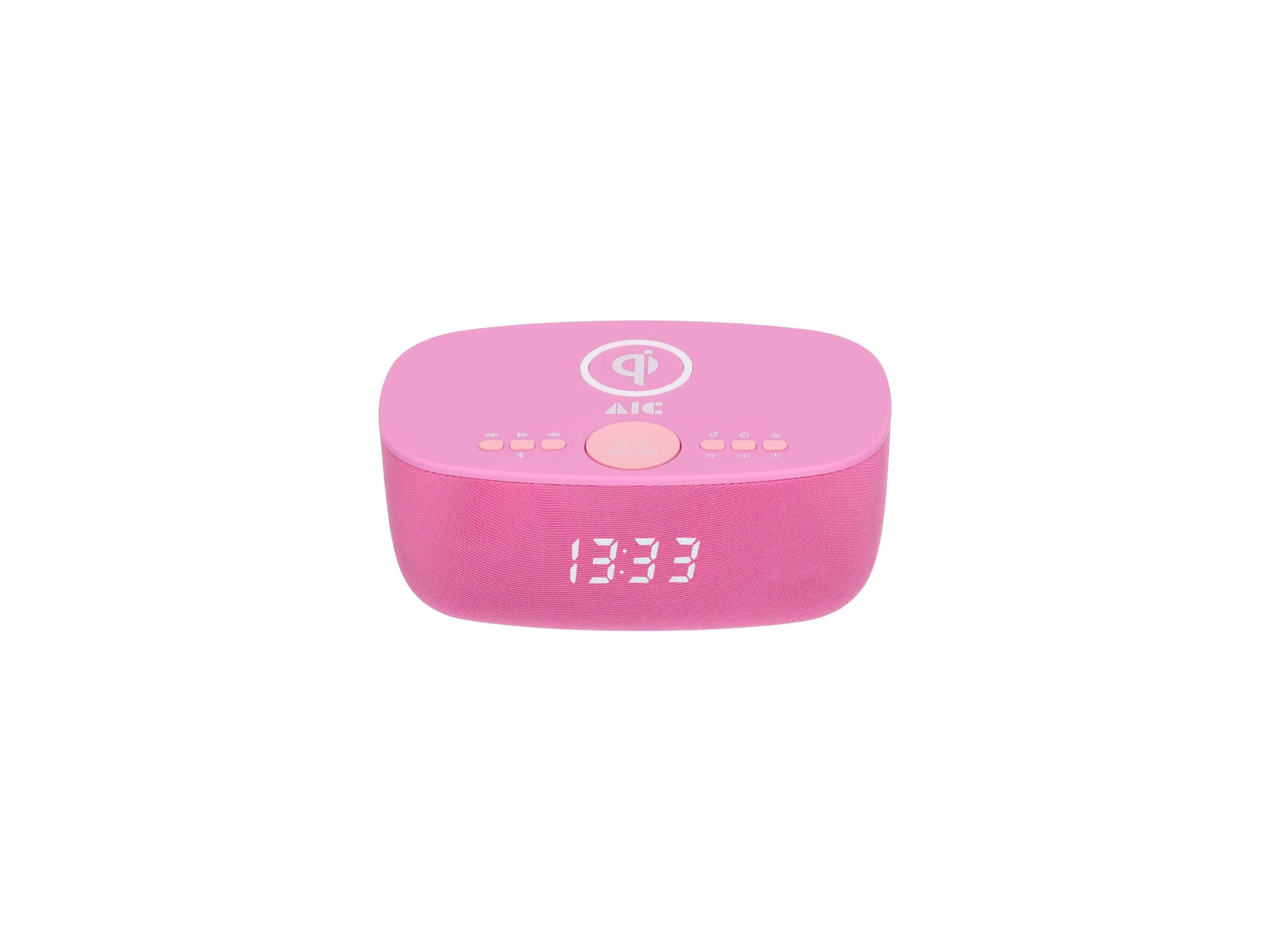 AIC AIC 28 BT lila Radio (Radiowecker Designer Uhrenradio USB Bluetooth Induktives Laden)