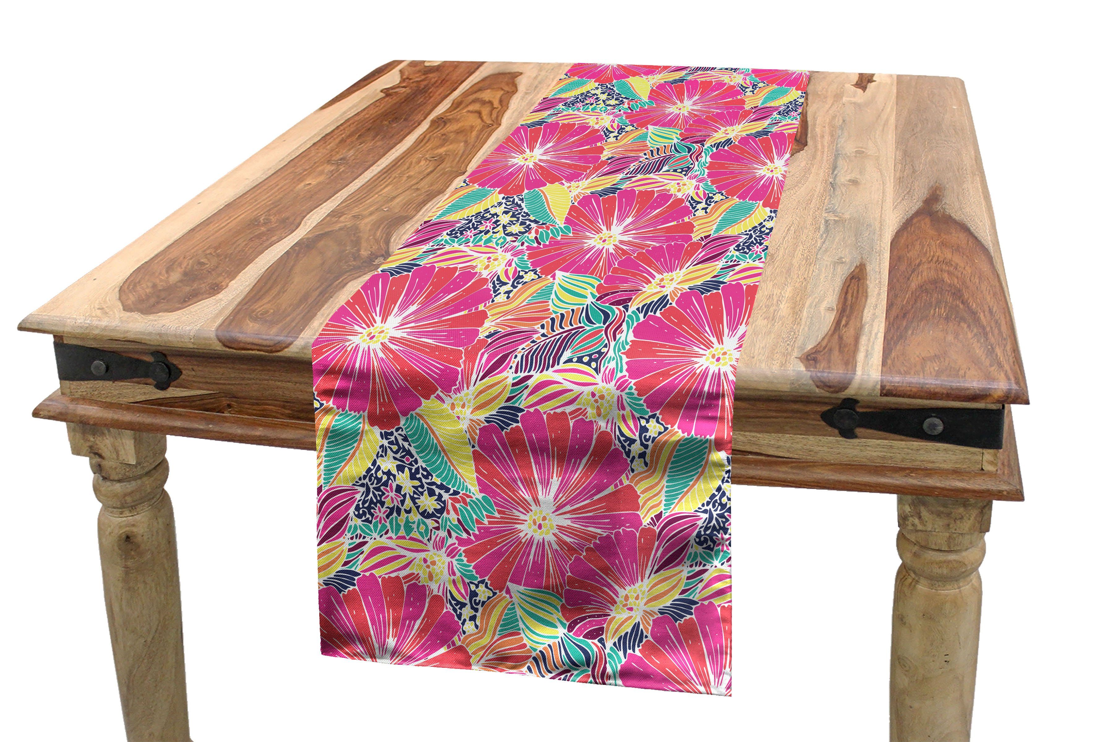 Abakuhaus Tischläufer Esszimmer Küche Rechteckiger Dekorativer Tischläufer, Blumen Energetische Sommer-Blüten