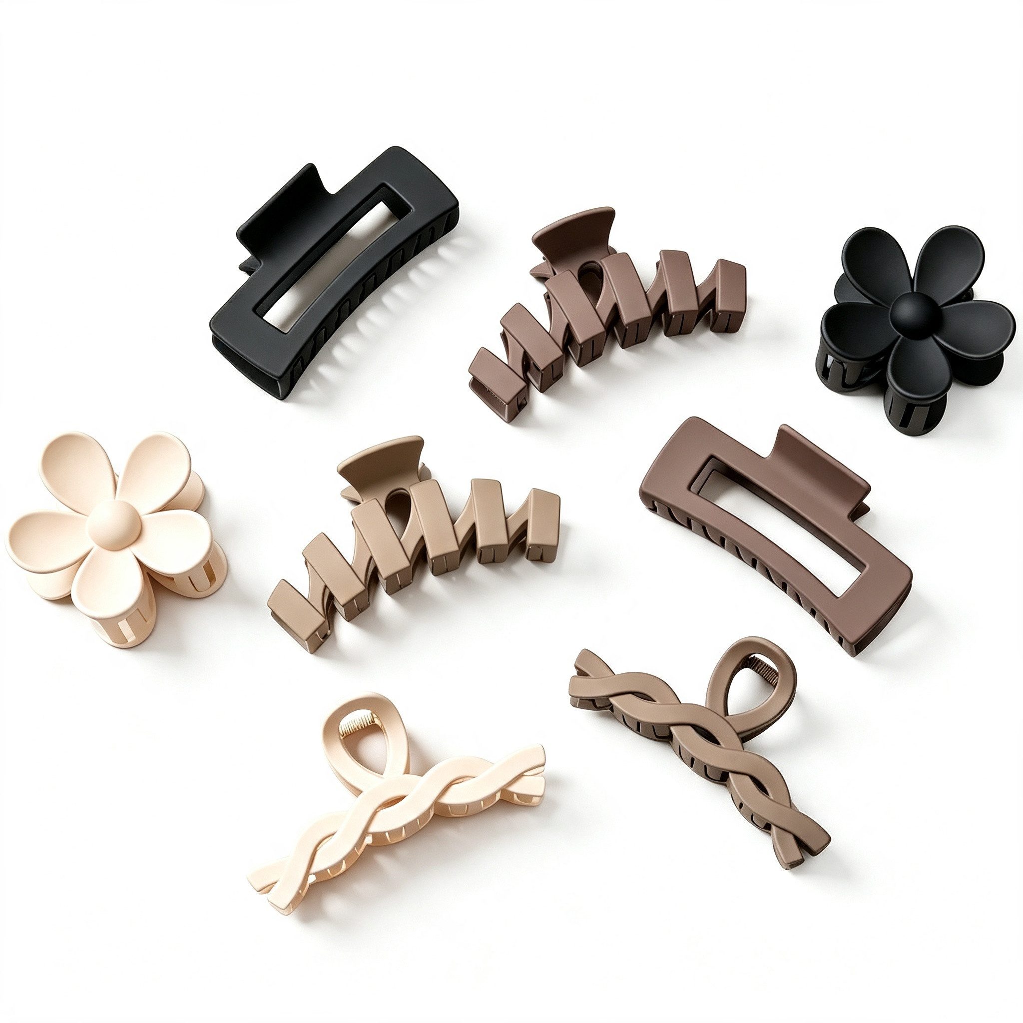 nsihing Haarspange 8er Set Haarklammern rutschfeste Haarspangen Damen für dickes Haar, 8-tlg., Blumen‑Klauenclips, rutschfeste große Haarklammern mit starkem