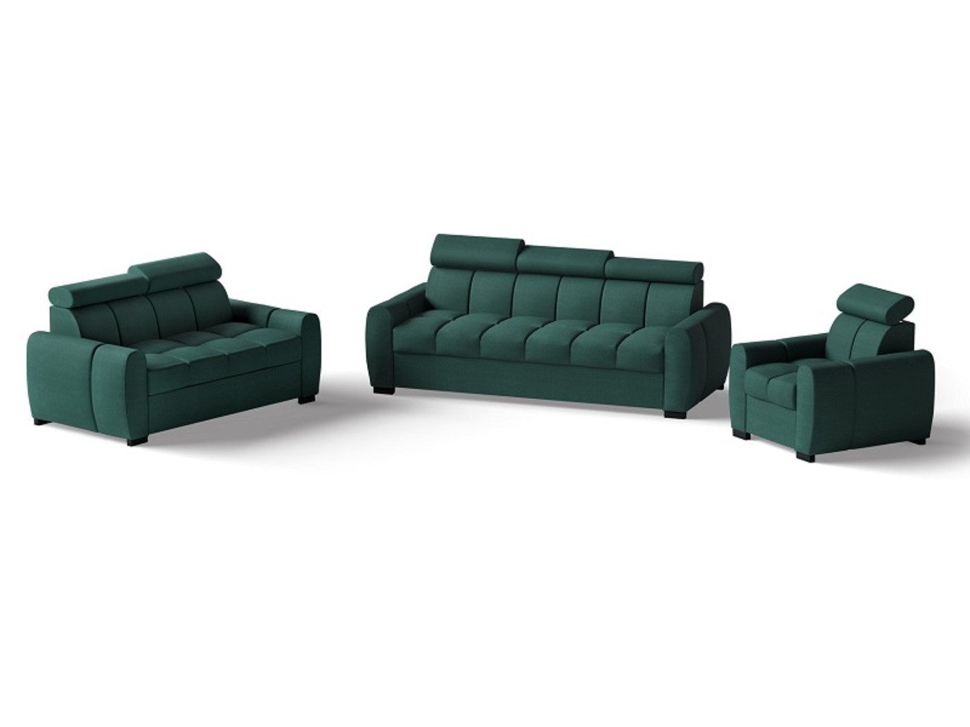 MOEBLO Polstergarnitur Couchgarniturem Linos 3+2+1, (Wohnzimmergarnitur 3+2+1 Dreisitzer-Sofa Zweisitzer-Sofa Sessel Polstermöbel-Set 3+2+1 Sitzgarnitur 3-2-1 Einzelsofa Couch-Set 3-2-1 Polstersessel), B 102 / 186 / 239 cm x H 88 - 102 cm x T 94 cm