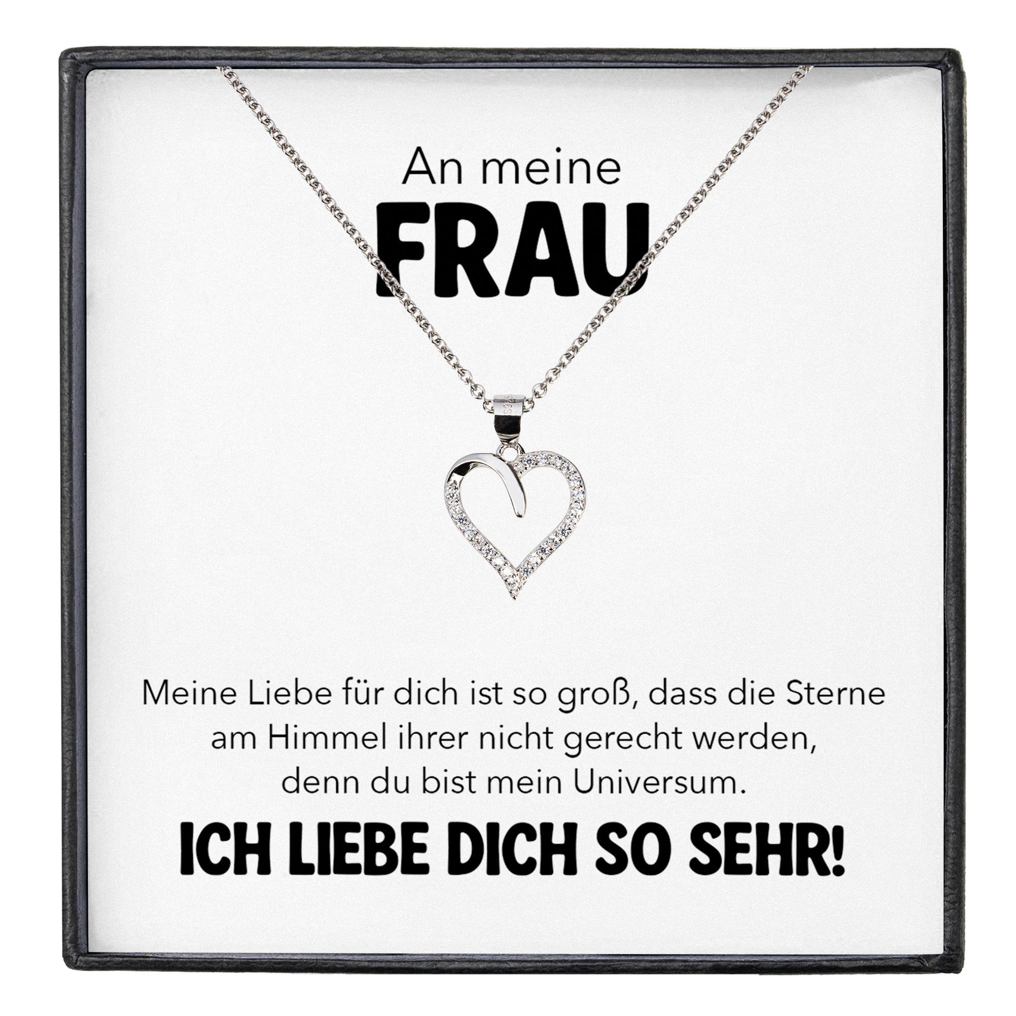 22Feels Schmuckset An Meine Frau Ich Liebe Dich Kette Ehefrau Geschenk Hochzeitstag Herz (inkl. Geschenktasche, Karte, Poliertuch, Beutel), Silber 925/000, Karte Made In Germany
