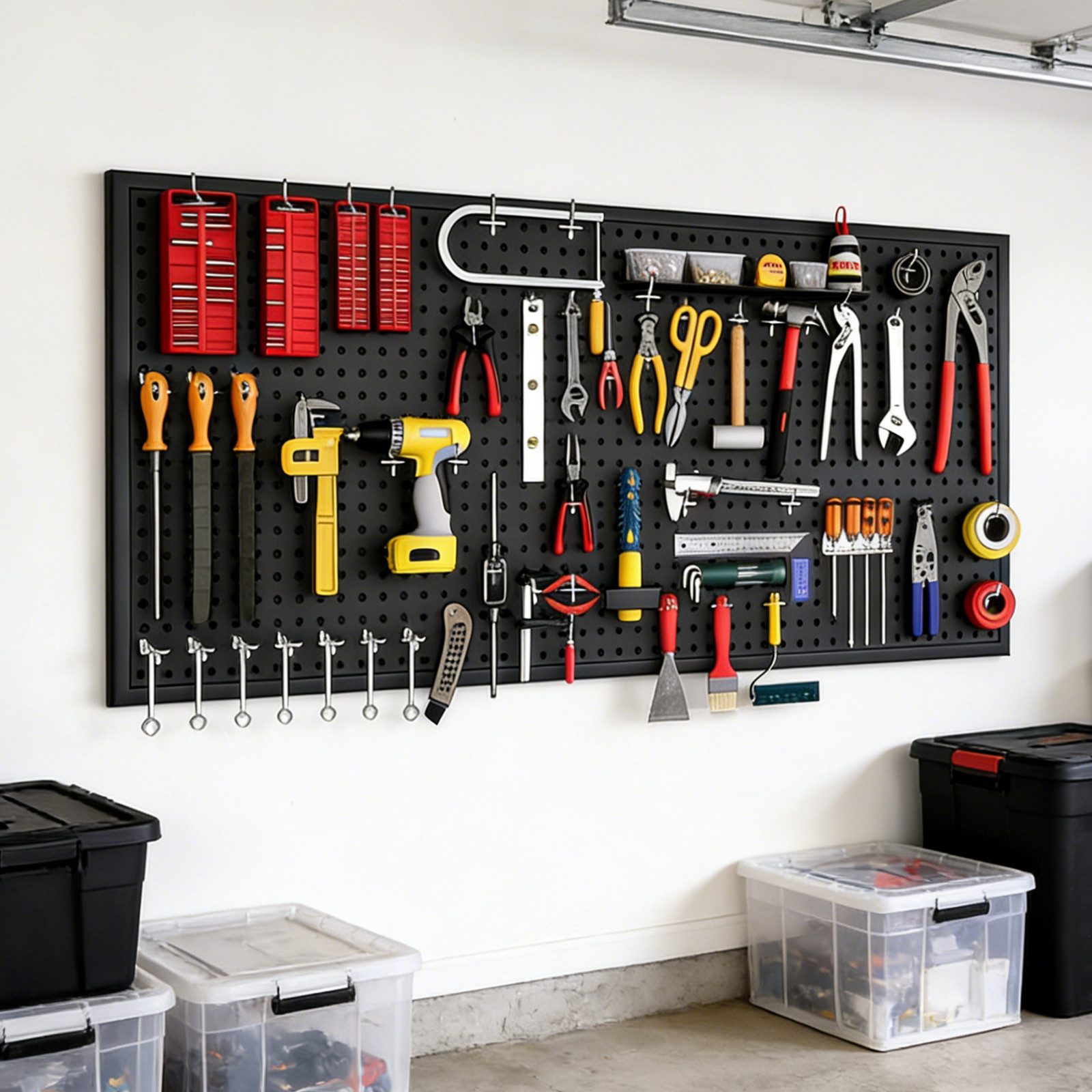 BlingBin Lochwand Metall Werkzeuglochwand zur Wandmontage mit 10 Metallhaken, 1 Stk., mit 10 Haken, (1 Stück, 1-tlg., 120x40/60cm), Maße 120 × 40 cm / 120 × 60 cm für Garage und Büro