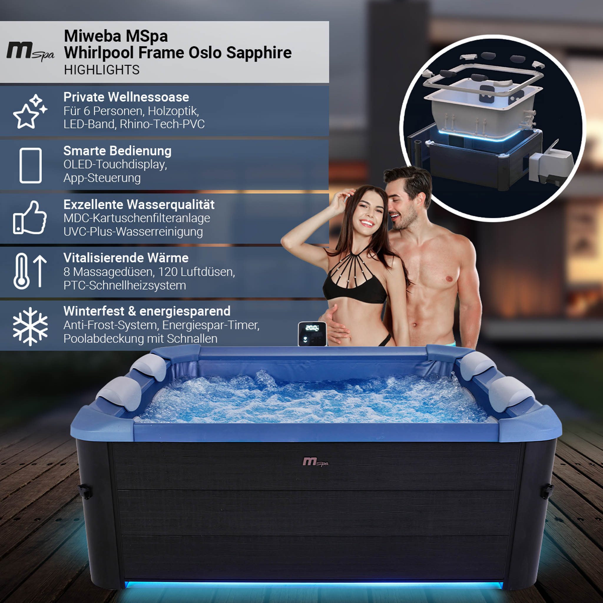 mSpa Whirlpool Whirlpool Frame Oslo F-OS063W günstig online kaufen
