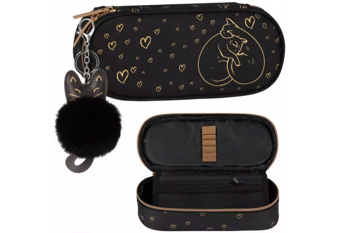 Starpak Federmäppchen Starpak Schulmäppchen Tuba Schwarz Goldene Katzen Herz Mädchen, (1-tlg)