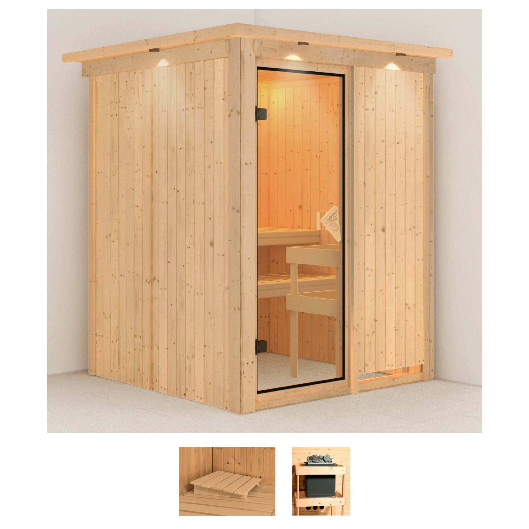 Karibu Sauna Norma, BxTxH: 165 x 165 x 202 cm, 68 mm, (Set) ohne Ofen