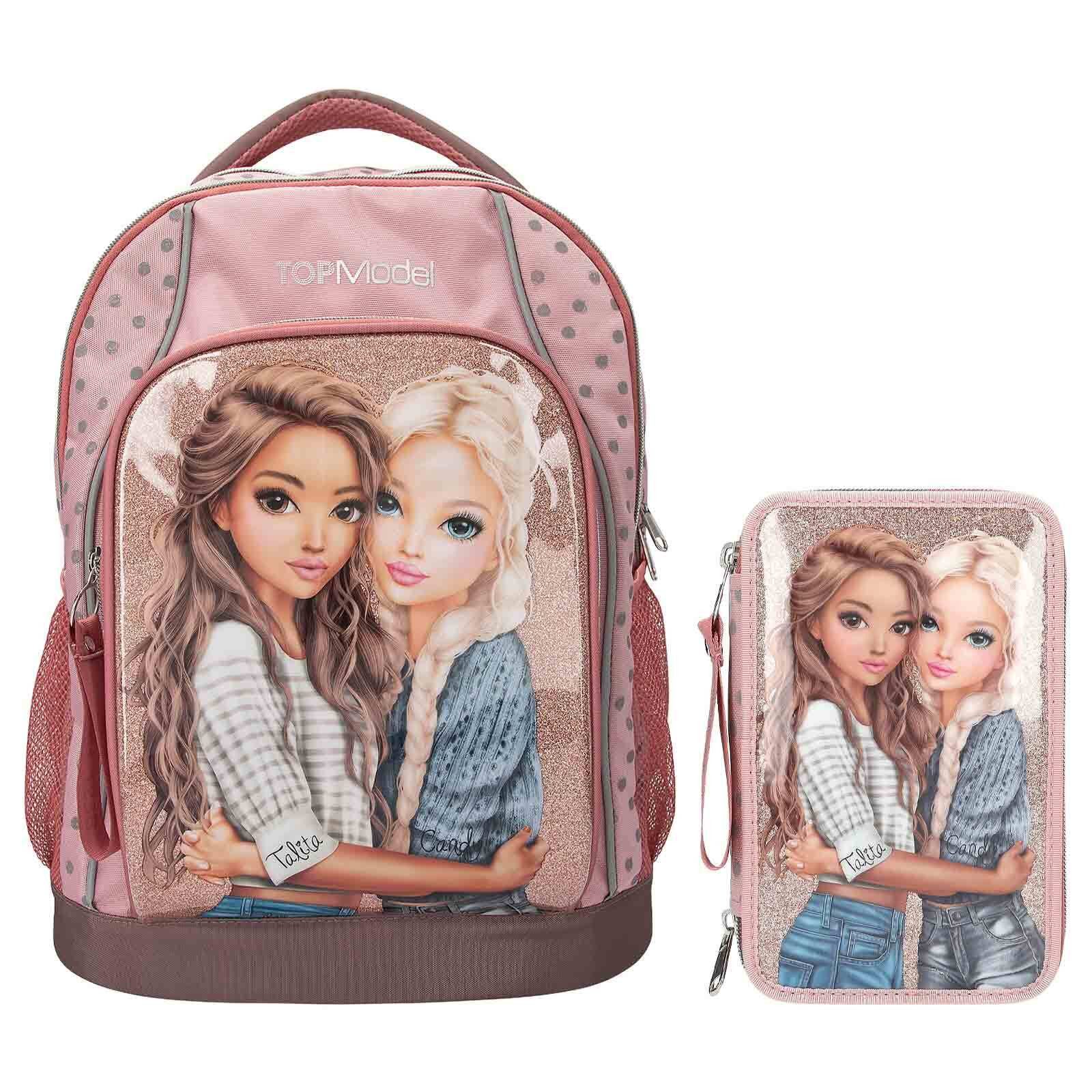 Depesche Kinderrucksack TOPModel Schul-Set DOTS 2er Set (1x Schulrucksack, 1x Federmäppchen, 2-tlg)