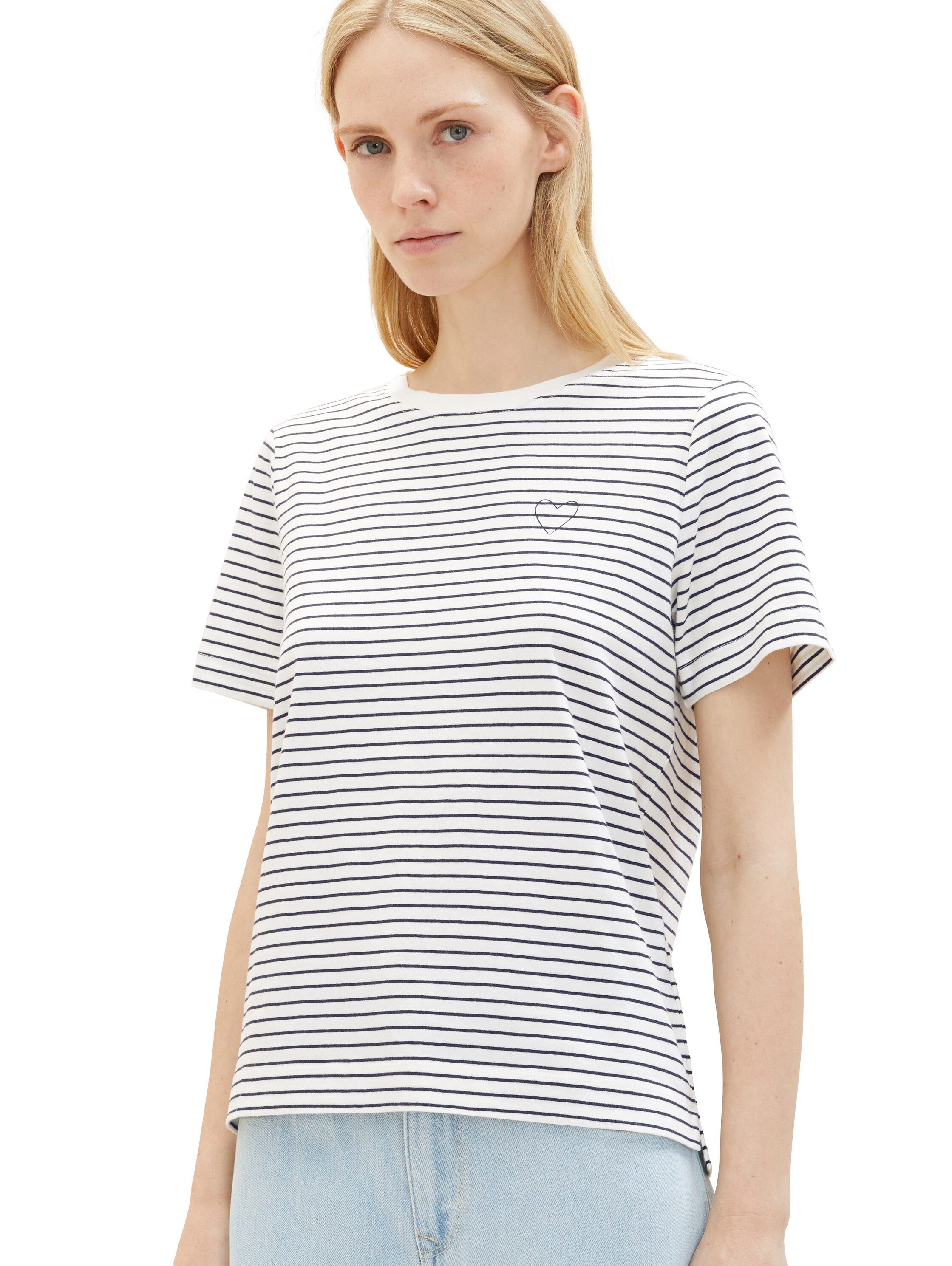 TOM TAILOR Rundhalsshirt mit Herzmotiv als günstig online kaufen