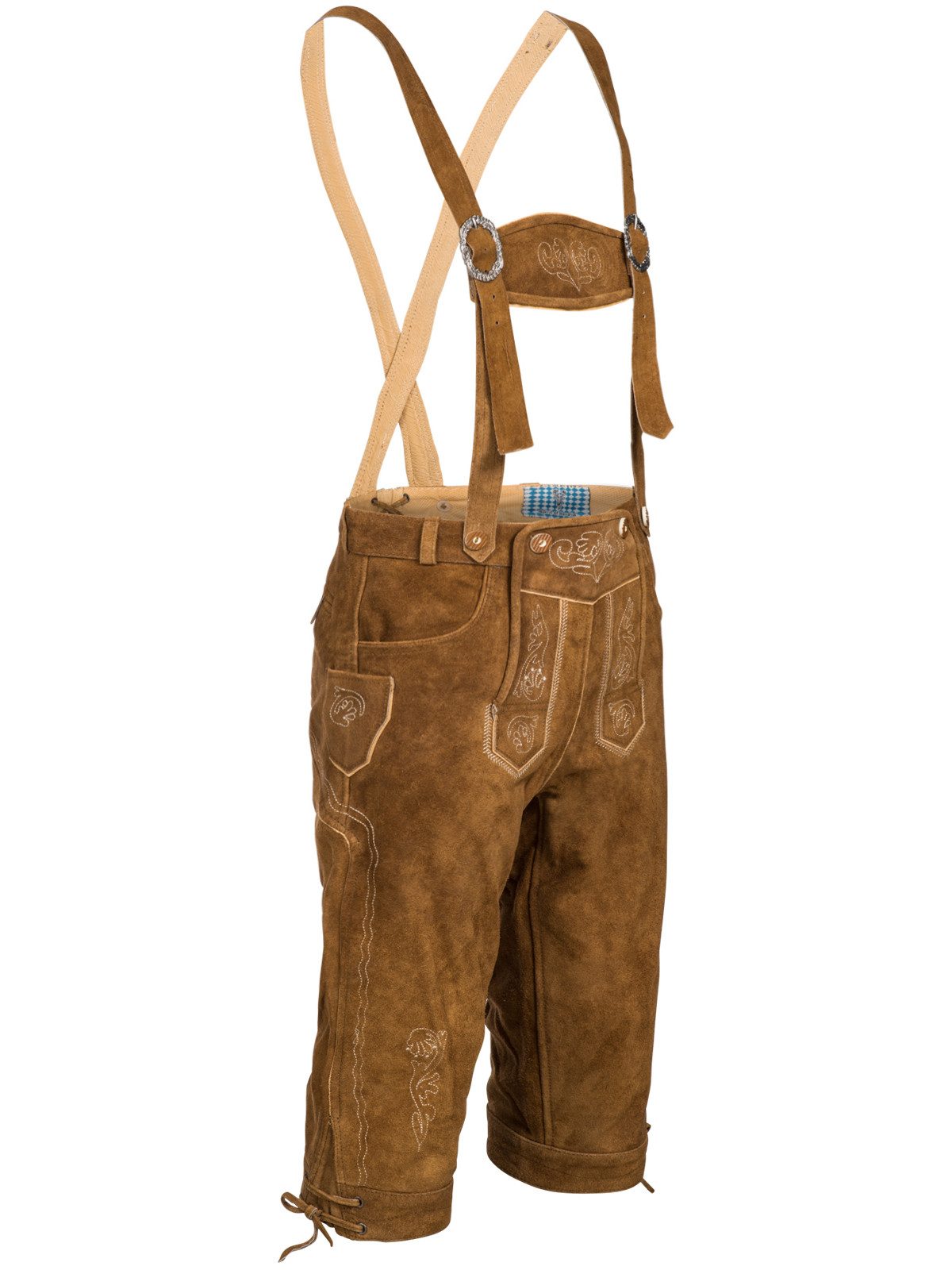 Spirit of Bavaria Trachtenlederhose Herren Trachten Lederhose mit Träger Kniebund Oktoberfest Hose 506