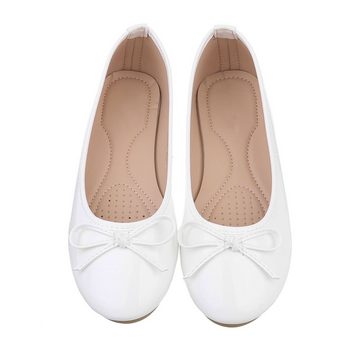 Ital-Design Damen Schlupfschuhe Freizeit Ballerina Blockabsatz Klassische Ballerinas in Weiß