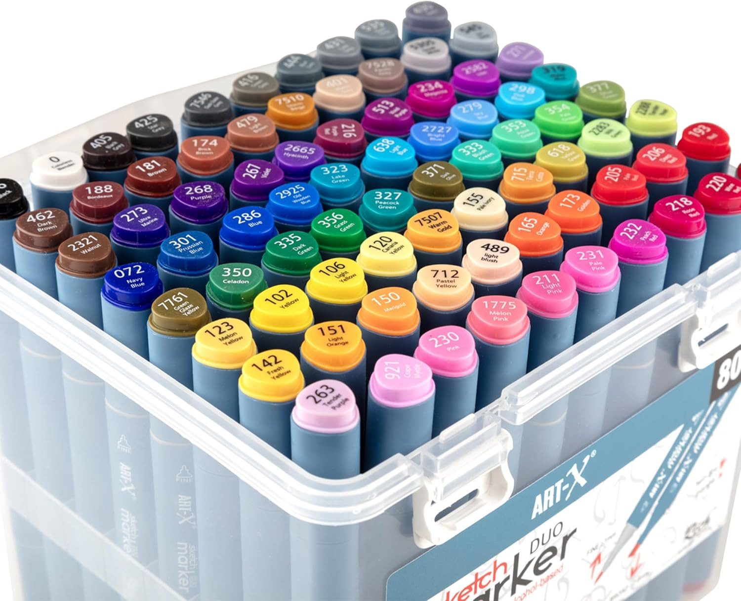 ART-X Marker Skizzen Duo Marker Set - 80 Farben, Alkoholbasis, Sketch Marker, (Marker-Set, 80-tlg., 80 Farben, Fein- & Keilspitze), Alkoholbasis; Schnelltrocknend; Lichtecht; Doppelseitig