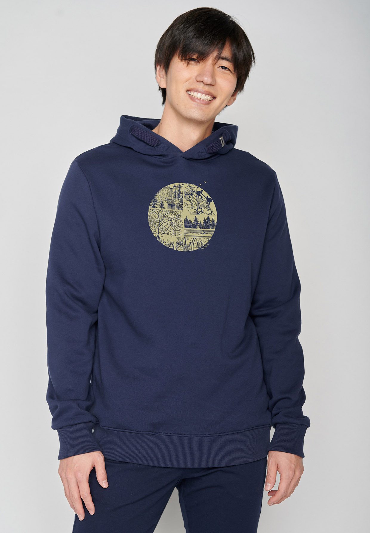 GreenBomb Hoodie Star Nature Mountain Circle Motiv Berge (1) Sommer Hoodie, reduziertes Stoffgewicht, Bio-Baumwolle, GOTS