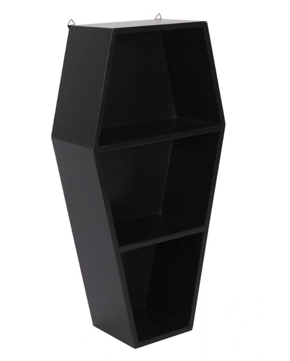 Horror-Shop Dekofigur Schwarzes Gothic Regal in Sarg Form mit 2 Böden al günstig online kaufen