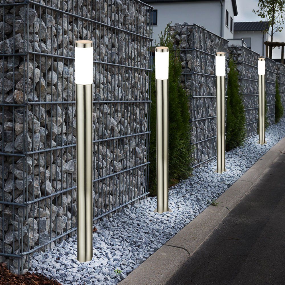 inklusive, im etc-shop Lampe IP44 Stand Außen Wand LED Leuchte Säulen Set Leuchtmittel Warmweiß, Außen-Stehlampe, Stand 2er Edelstahl