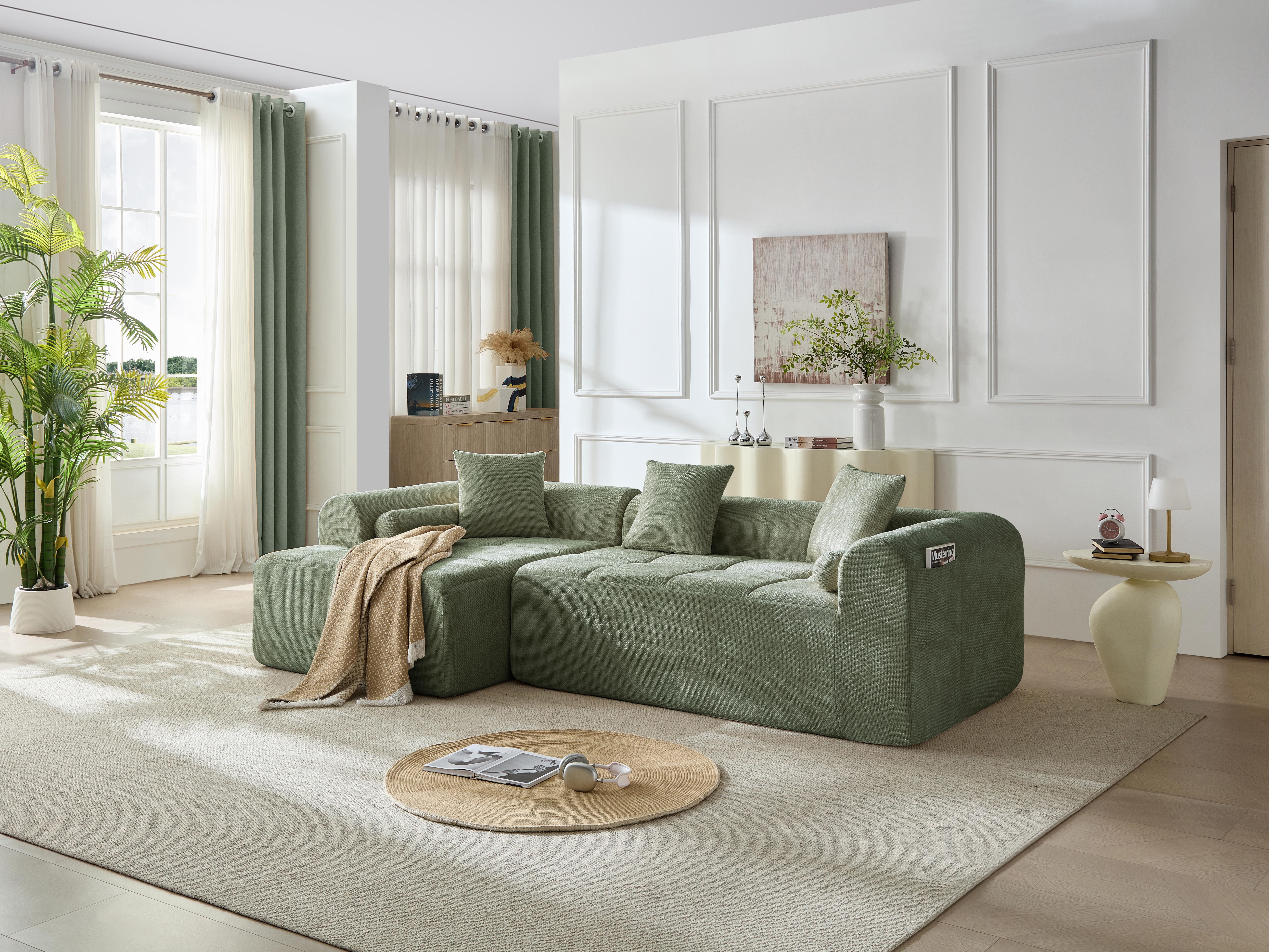 Sinaopus Ecksofa Modernes Ecksofa Chenille mit weicher Polsterung und Kissen, Stilvolle Wohnlandschaft mit Chaiselongue und weicher Polsterung
