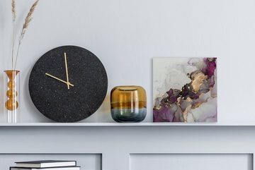 OneMillionCanvasses® Leinwandbild Marmor - Abstrakt - Gold - Lila, (1 St), Leinwand Bilder für Wohnzimmer Schlafzimmer