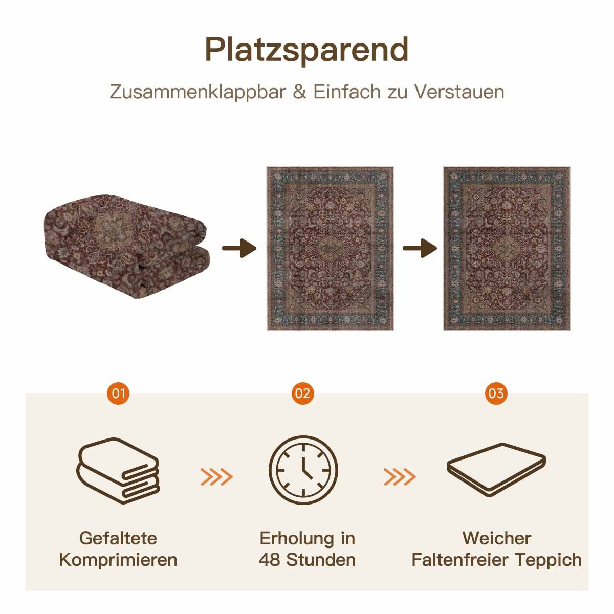 PURECOZY Teppich Kurzflor, Vintage Boho Teppich, rutschfest und pflegeleicht, rechteckig, Höhe: 6.1 mm, geeignet für verschiedene Innenräume, 60×180 cm