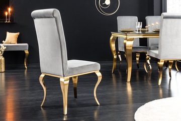 riess-ambiente Polsterstuhl MODERN BAROCK grau / gold (Einzelartikel, 1 St), Esszimmer · Samt · Edelstahl · Wohnzimmer