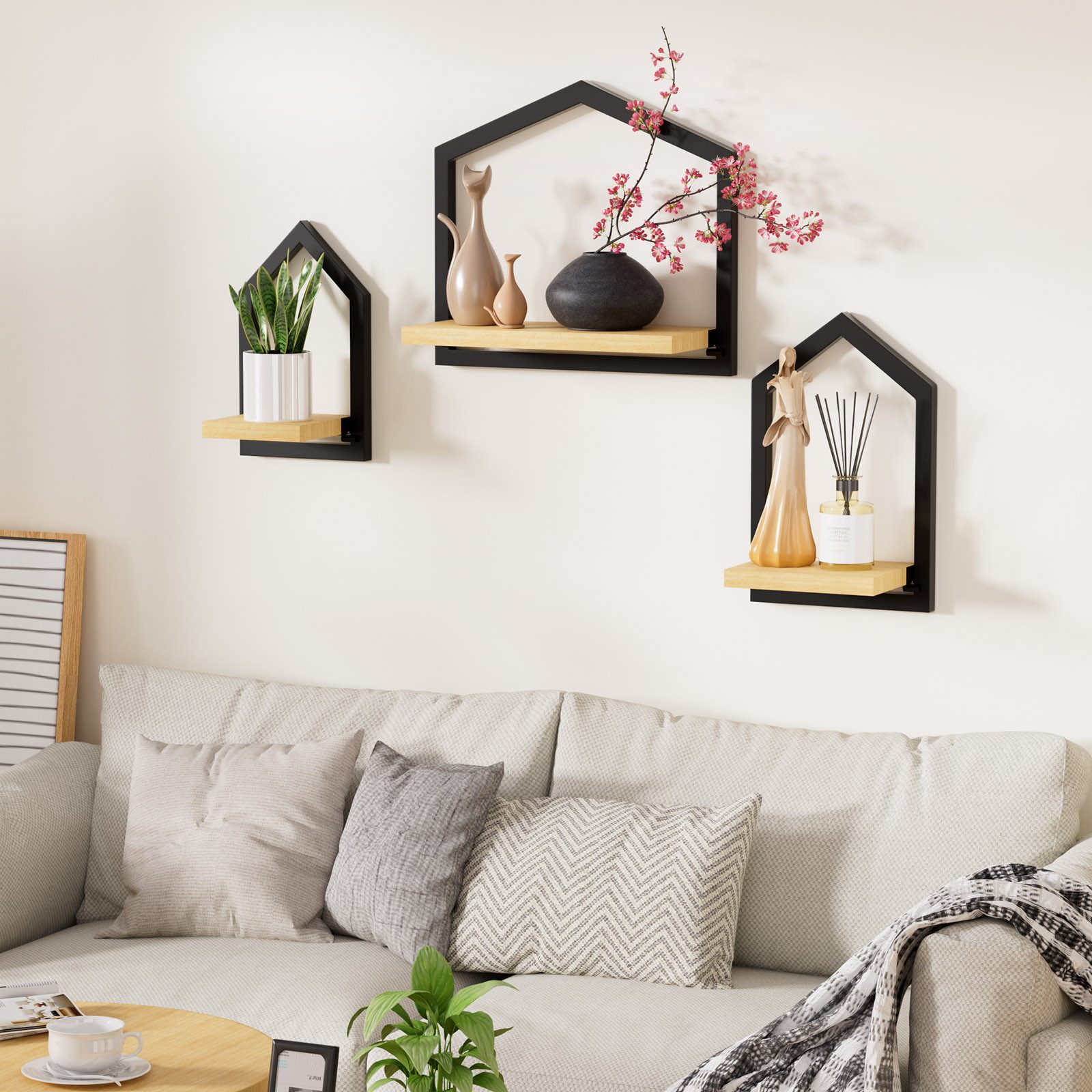 Yorbay Wandregal Set 3-tlg. Floating Schwebregal Modernes Design für Wandmo günstig online kaufen