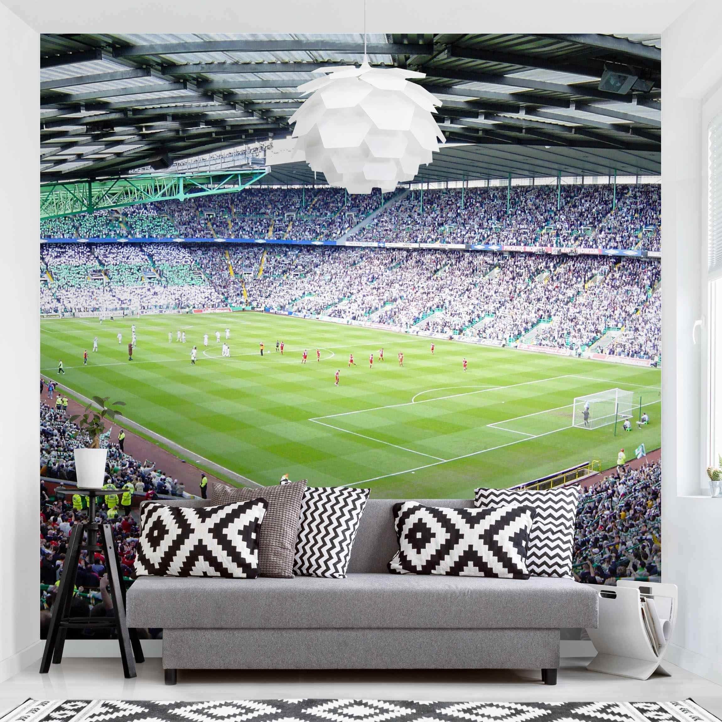 Bilderdepot24 Kindertapete Kinderzimmer Fußballstadion Kinder Wanddeko 3D Optik Arena Soccer, Glatt, Matt, (Vliestapete inkl. Kleister oder selbstklebend), Mädchenzimmer Jungenzimmer Babyzimmer Bildtapete Fototapete Wandtapete