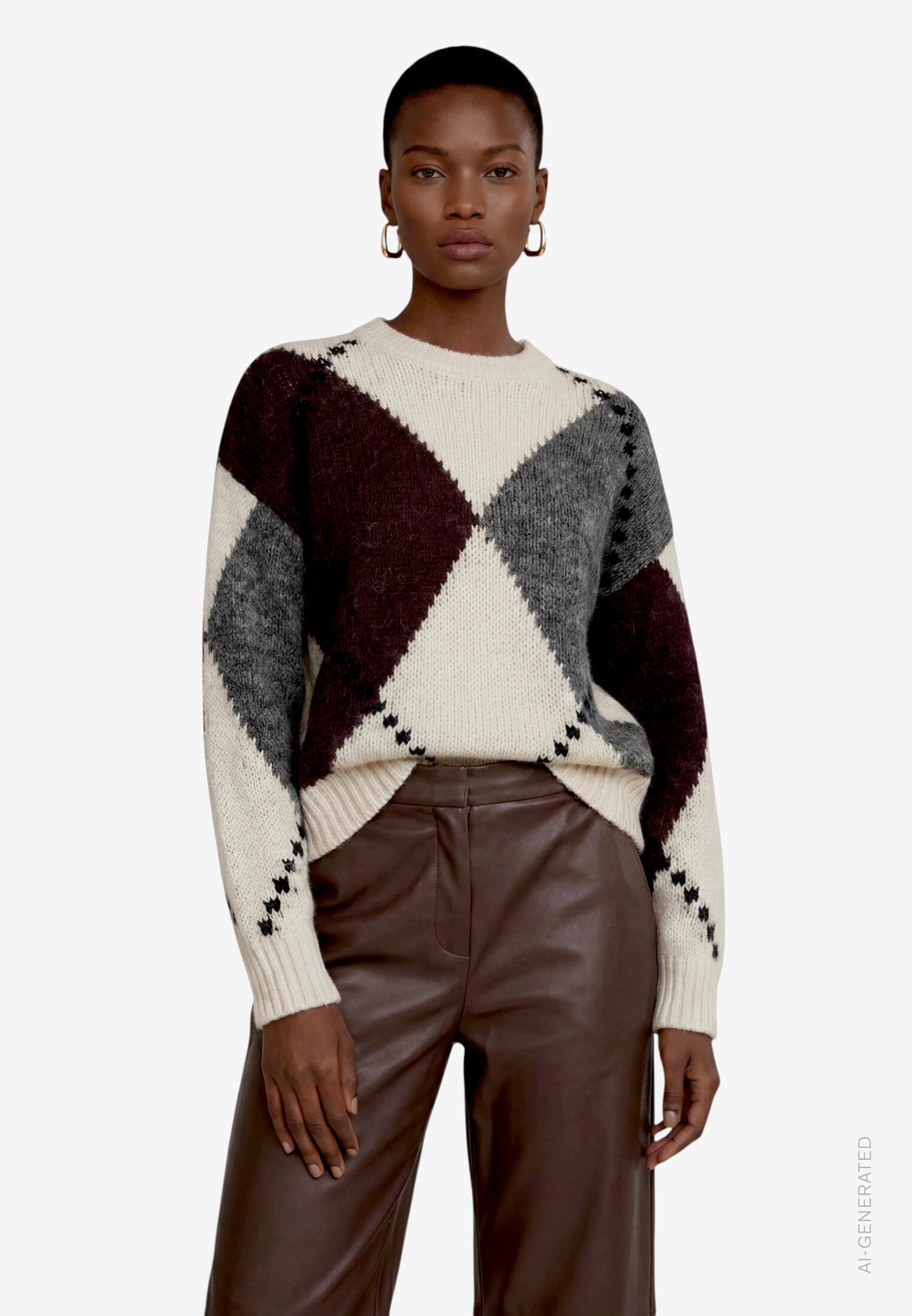 Zero Strickpullover Grobstrick-Pullover mit Intarsie