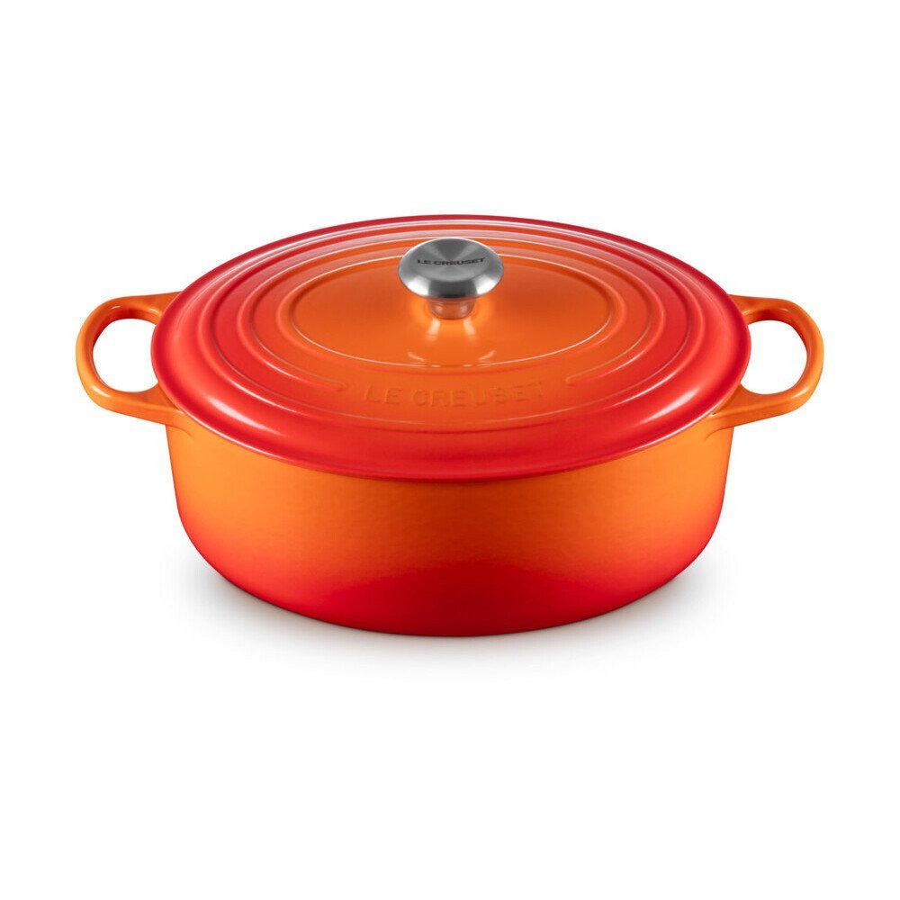 LE CREUSET Bräter Bräter mit Deckel 31 cm Signature Ofenrot, Emailliertes Gusseisen, Schmortopf, Cocotte, Bratentopf, ca. 6-7 Personen, Ø31cm, Gusseisen