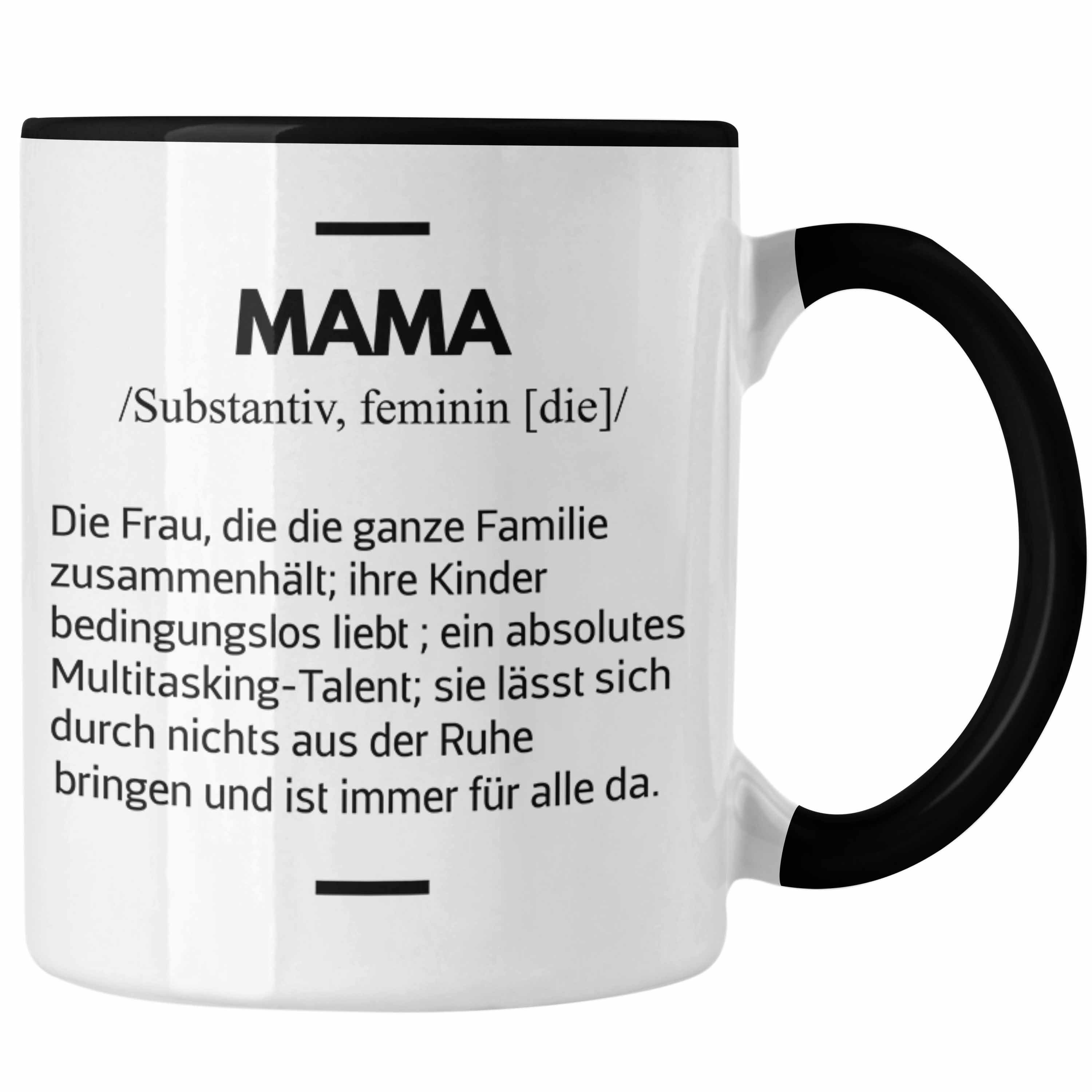 Trendation Tasse Trendation - Mama Tasse Geschenk für Mutter von Kinder Sohn Tochter Muttertag Muttertagsgeschenk Beste Mama Danke Weihnachten Geburtstag Kaffeetasse Schwarz