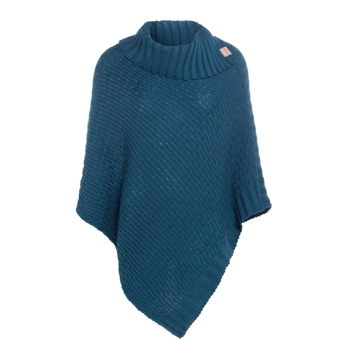 Knit Factory Strickponcho Nicky Ponchos One Size Glatt Dunkelblau (1-tlg) modern Strickware Strickartikel Poncho