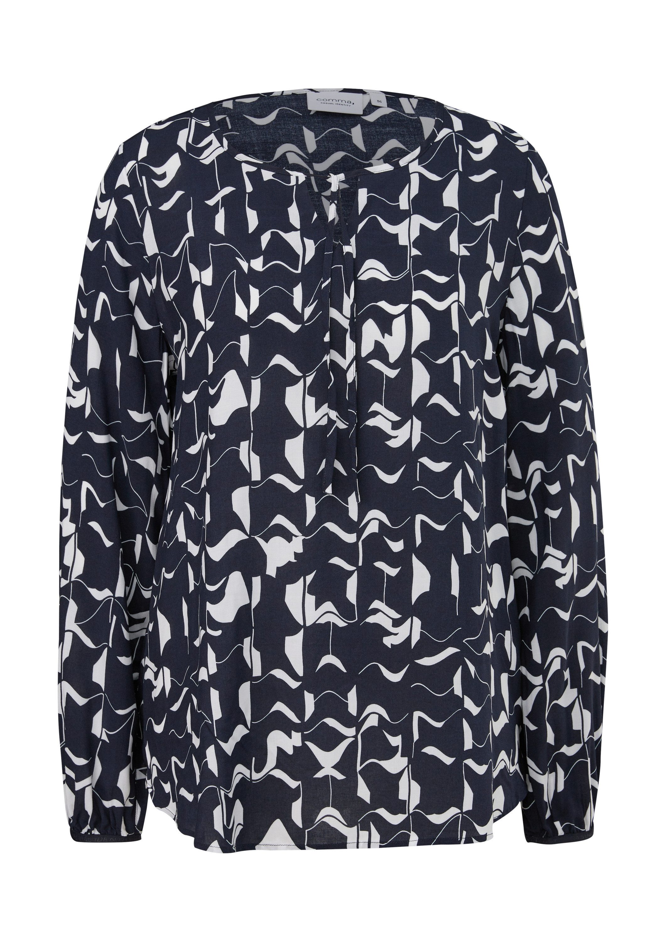 comma Langarmbluse Bluse Semitransparente Langarmbluse mit Allover-Print