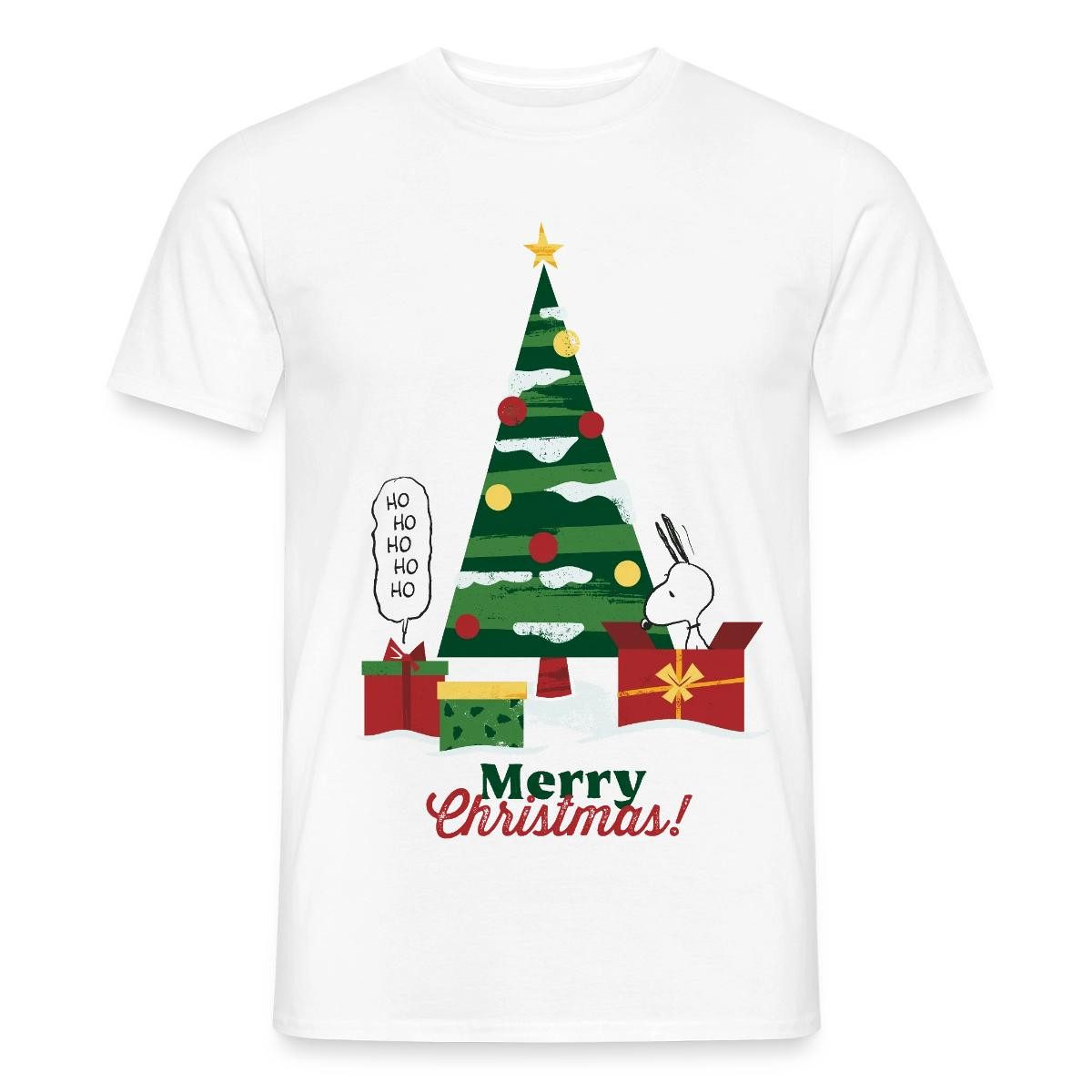 Spreadshirt T-Shirt Peanuts Merry Christmas Mit Snoopy & Tannenbaum Männer T-Shirt (1-tlg)