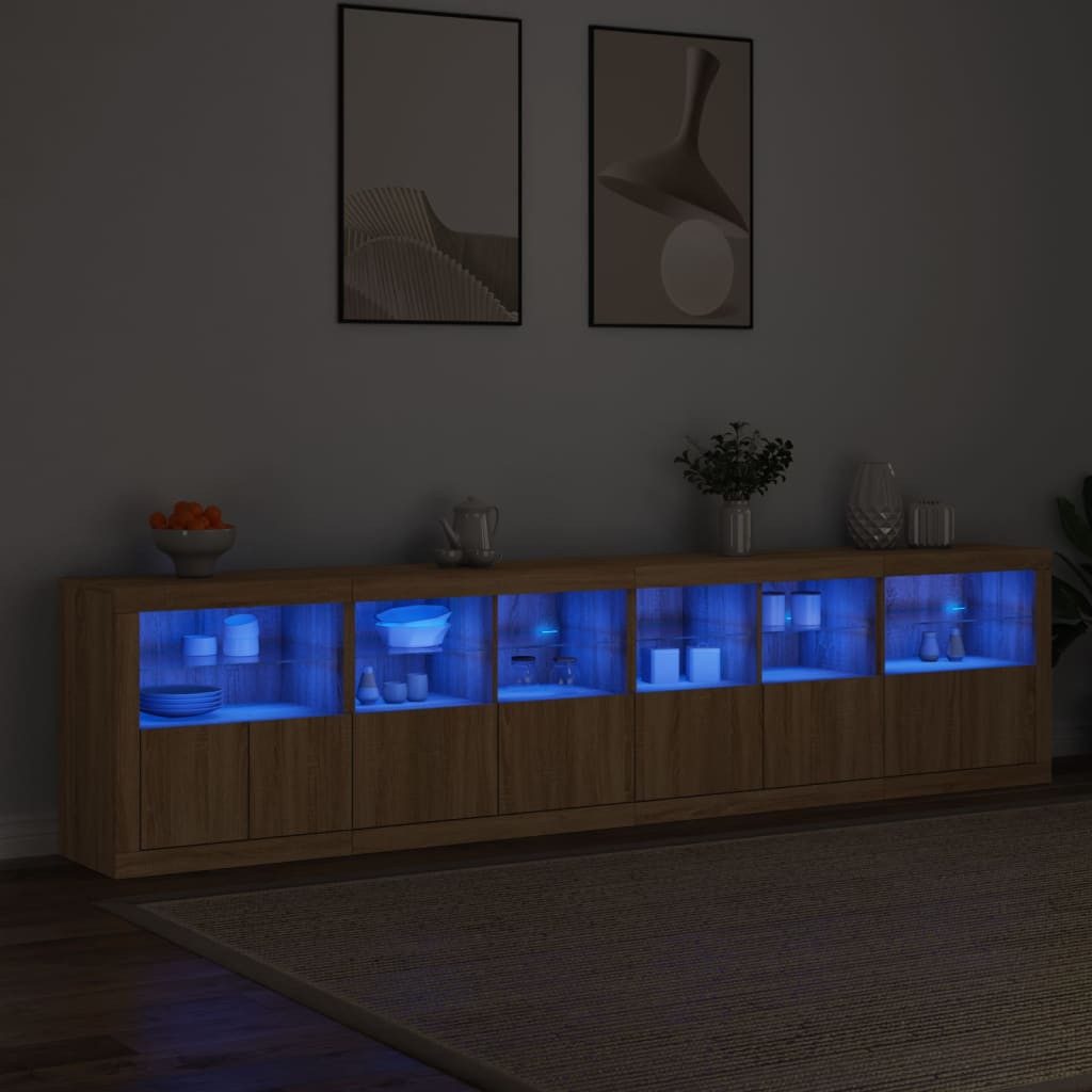 vidaXL Sideboard Sideboard mit LED-Leuchten Sonoma-Eiche günstig online kaufen
