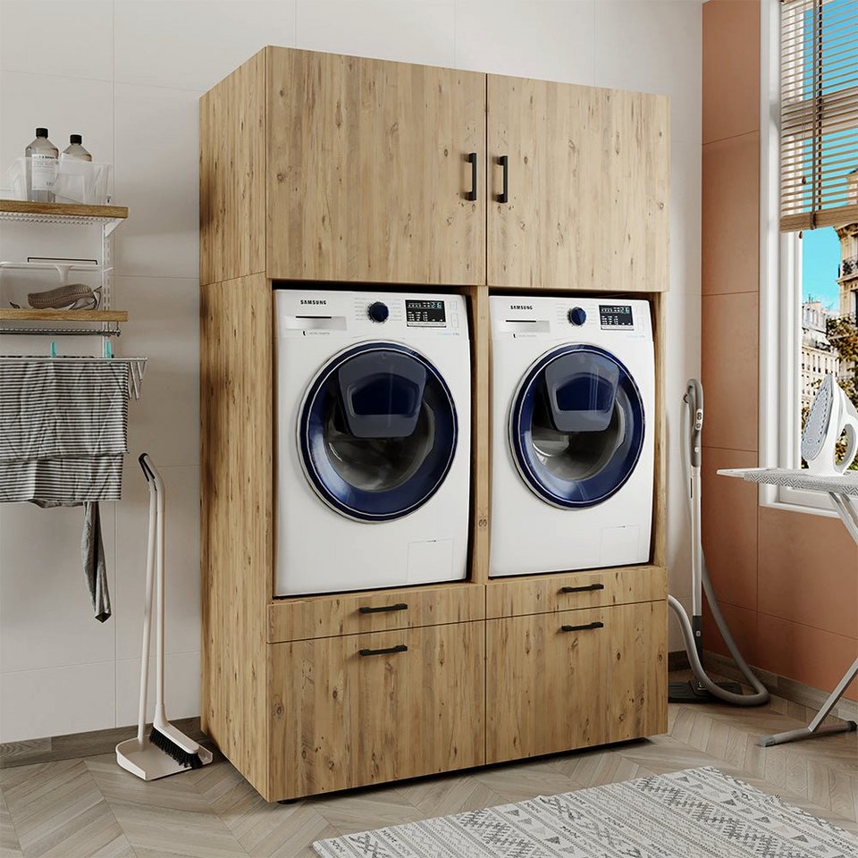 roomart waschmaschinenumbauschrank (Überbauschrak für waschmaschine  trockner waschturm mehrzweckschrank)