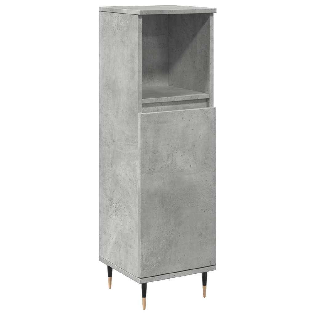 vidaXL Badezimmer-Set Badschrank Betongrau 30x30x100 cm Holzwerkstoff