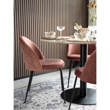 House Nordic Esszimmerstuhl Geneve Dining Chair – Esszimmerstuhl aus Samt, rosa mit schwarzen B...