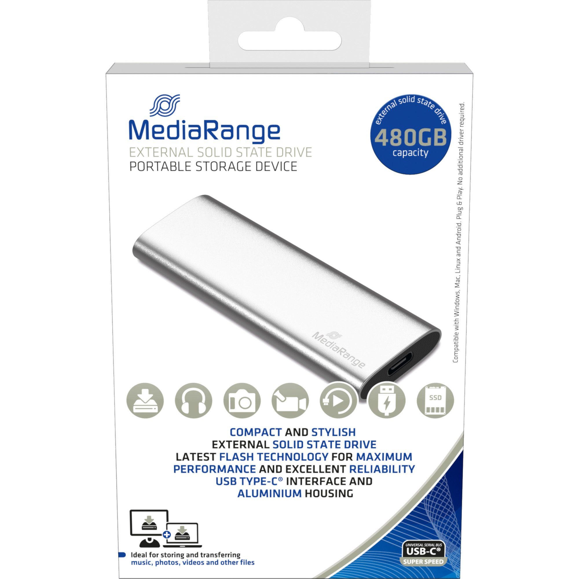 Mediarange MediaRange 480 GB, SSD, (USB-C 3.2 Gen 2 (10 externe SSD (480 GB) extern"