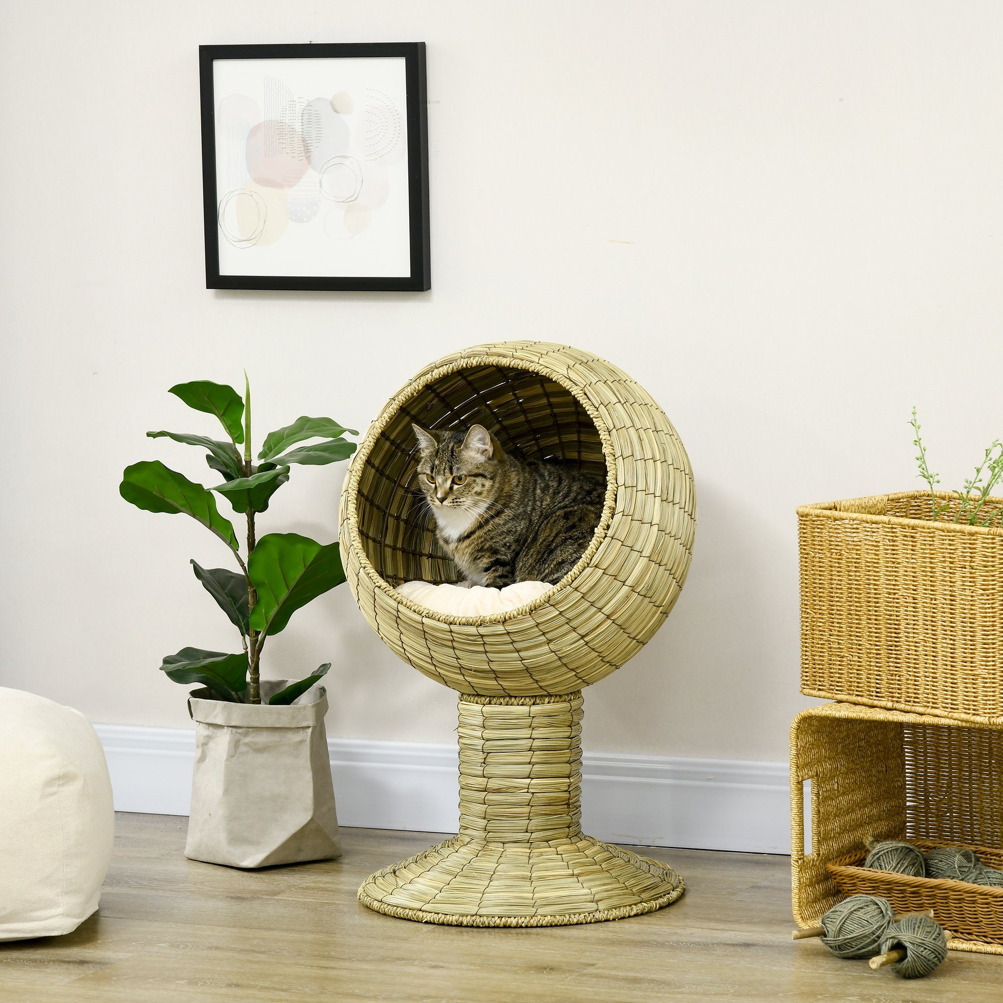 PawHut Tierbett Seegras, Katzenhöhle, 2-teilig, flexibel günstig online kaufen
