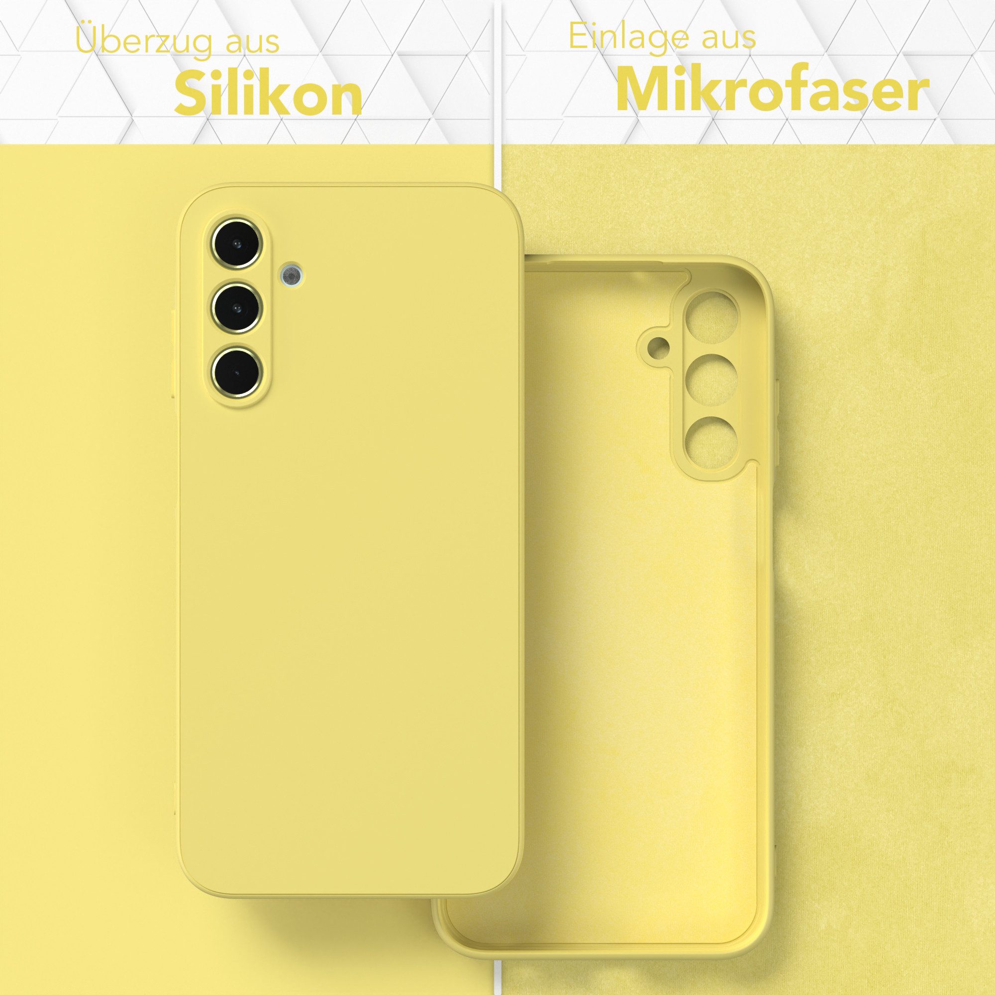 EAZY CASE Handyhülle für Samsung Galaxy A15 5G Hülle Silikon 6,5 Zoll, Handy Softcase stoßfest Hülle mit Kameraschutz Bumper Tpuhülle Gelb