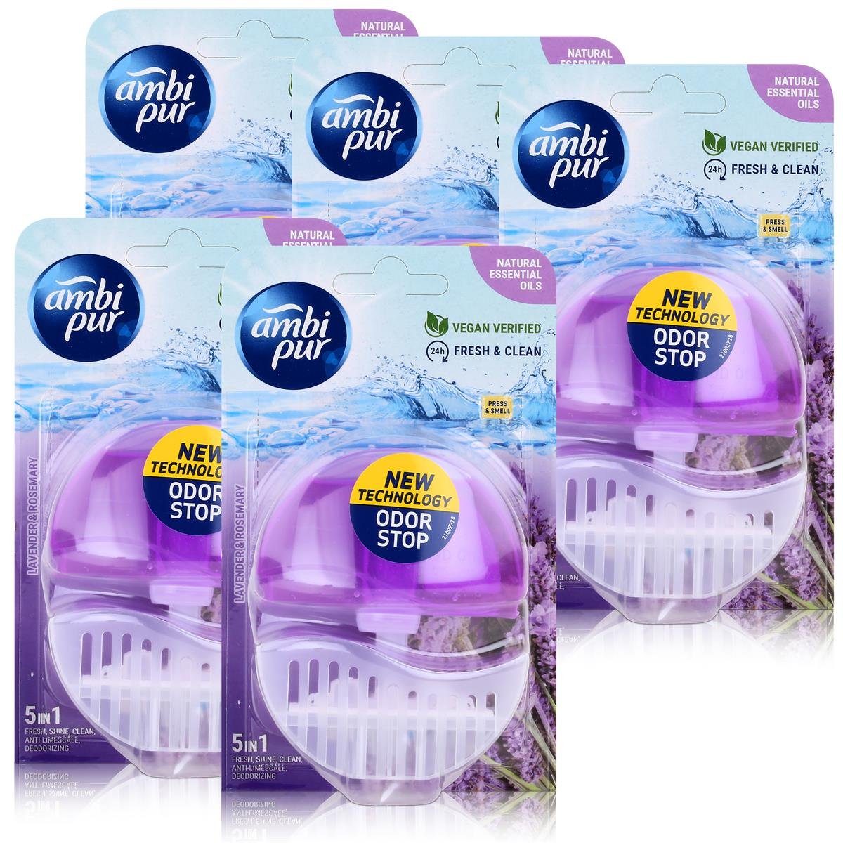 ambi pur WC-Duftspüler Ambi Pur WC-Frische Lavender & Rosemary 55ml - Lufterfrischer (5er Pac