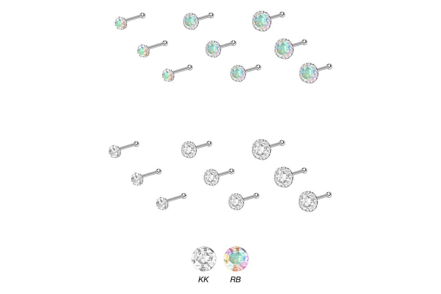 PIERCINGLINE Nasenpiercing SET 925er Silber Nasenstecker Pin EINGEFASSTER K günstig online kaufen
