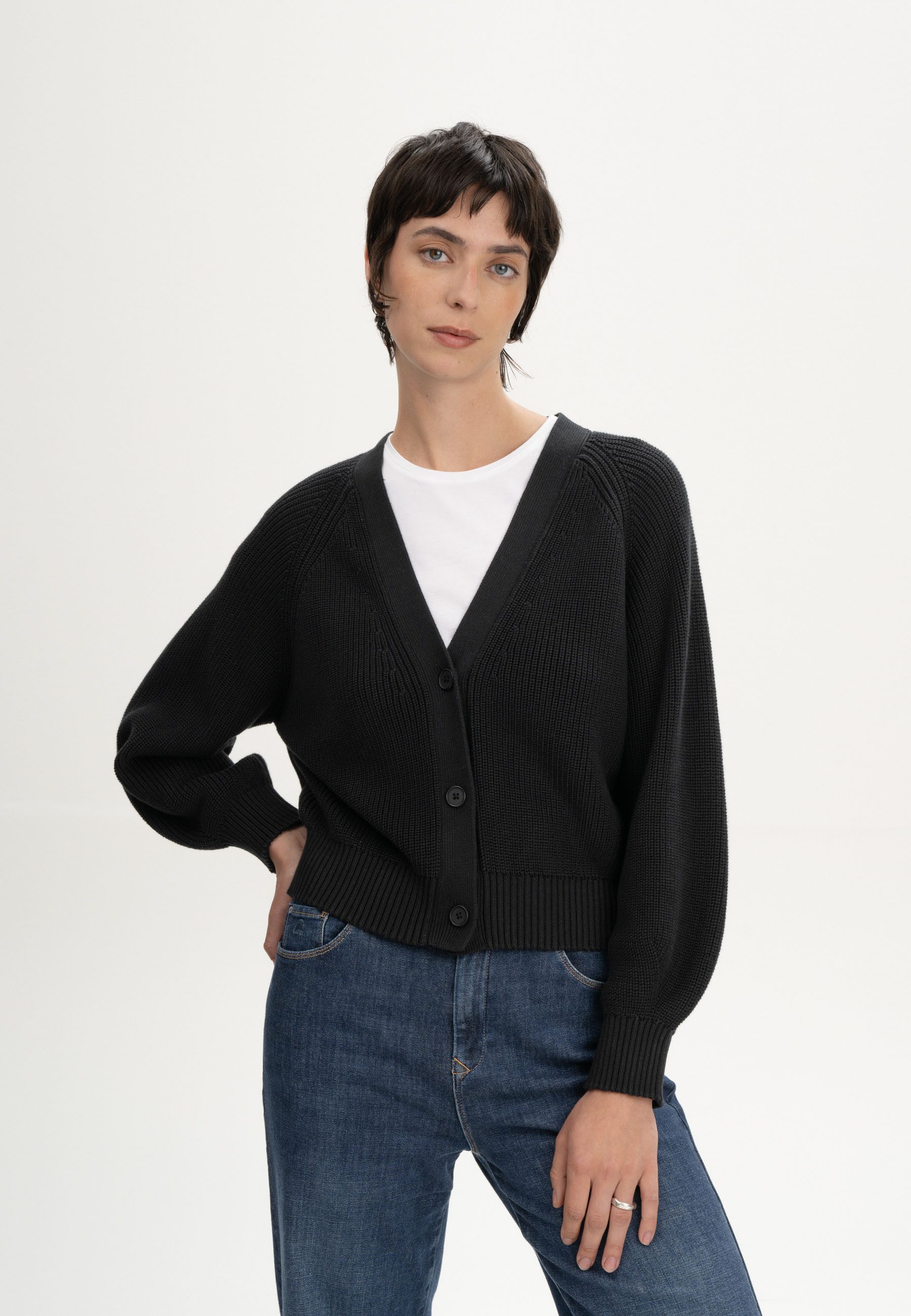 MELA Cardigan Rippstrick Cardigan Style BHUMA Gerippte Bündchen und gerippt günstig online kaufen