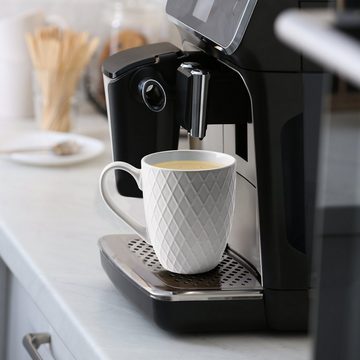 MiaMio Tasse 6 x 400 ml – Kaffeetassen Set / Becher– Moderne Keramik Matt Weiß, Keramik