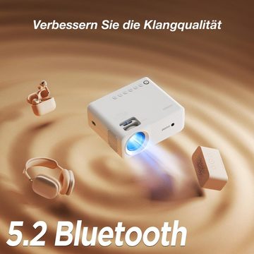 iZEEKER Beamer Bluetooth mit Stativ, Video Portabler Projektor (12000 lm, 10.000:1, 1920 * 1080P px, für Handy Phone Heimkino Projektor Kompatibel mit iOS AndroidPCTVStick)