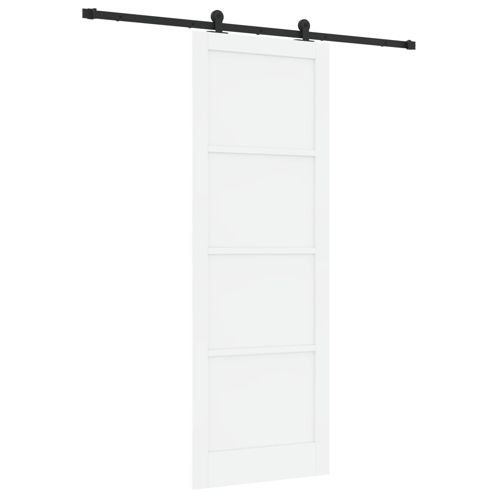 vidaXL Haustür Schiebetür Weiß und Schwarz 83 x 232 cm Massives Kiefernholz (1-St)