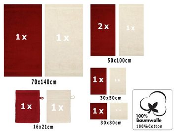 Betz Handtuch Set 12-tlg. Handtuch Set PREMIUM Farbe rubinrot/sand, 100% Baumwolle, (12-tlg)