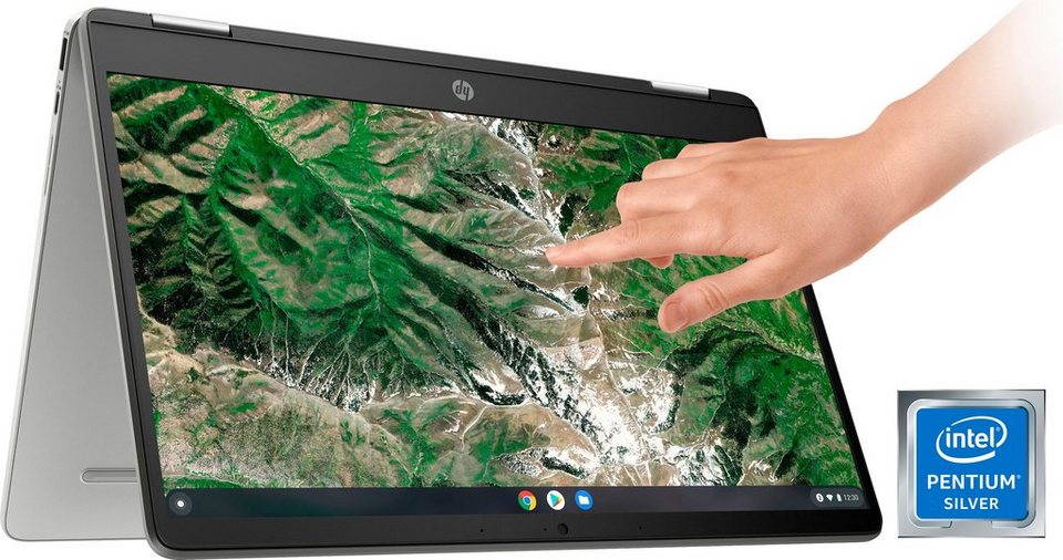 HP Chromebook x360 14a-ca0025ng Chromebook (35,6 cm/14 Zoll, Intel Pentium  Silber N5030, UHD Graphics 605, 128 GB SSD)