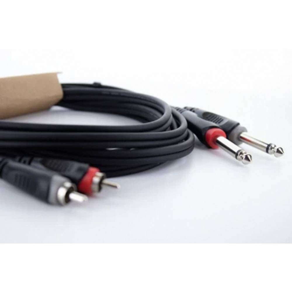 Cordial Unbalanced Connector 1: 2x Plug 6.3 mono black/2x RCA: 2x 14842 Audio- & Video-Kabel