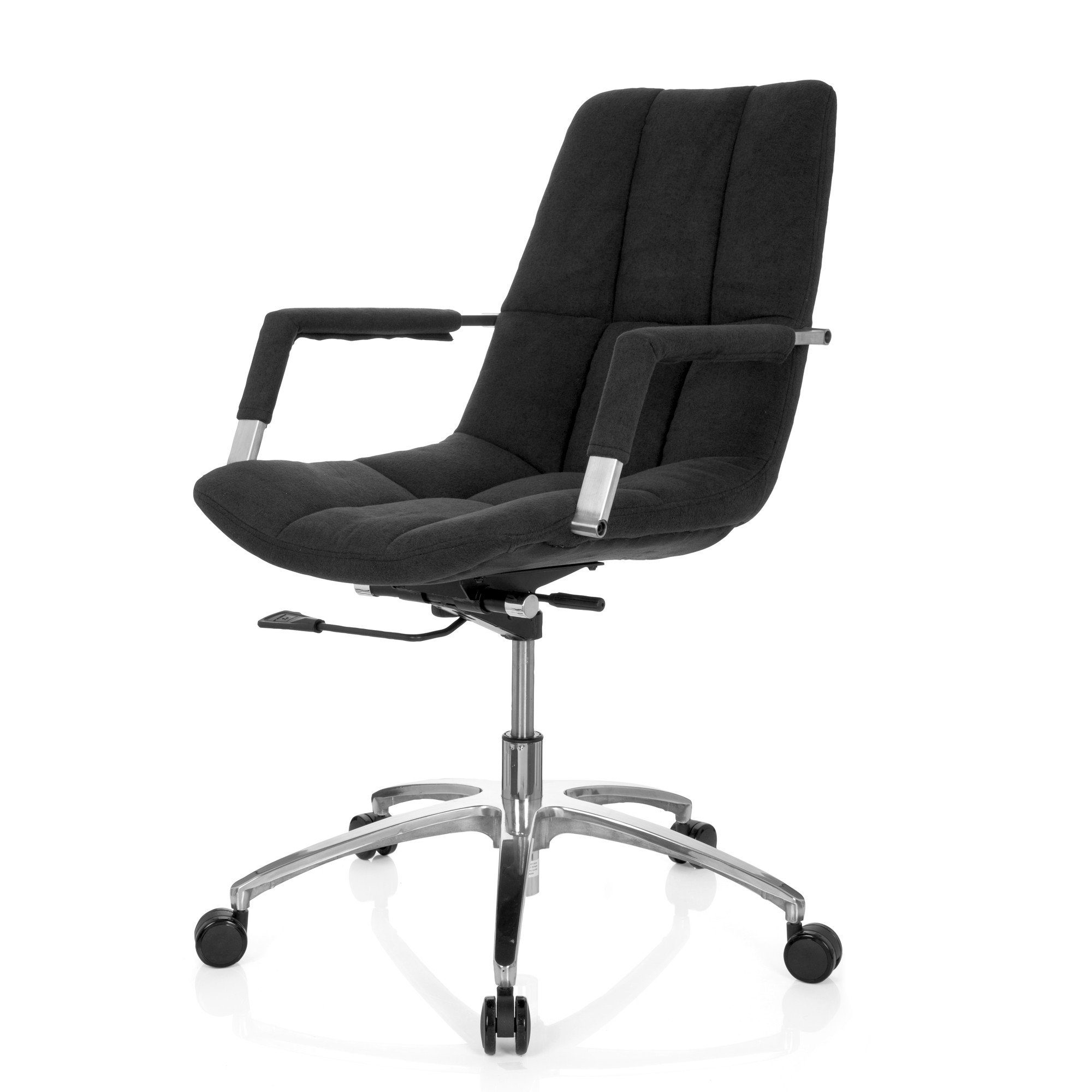 Stoff SARANTO Schreibtischstuhl hjh ergonomisch St), (1 Bürostuhl mit OFFICE Schwarz Armlehnen Office Drehstuhl Home